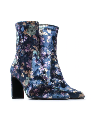 Botines estampados en terciopelo azúl