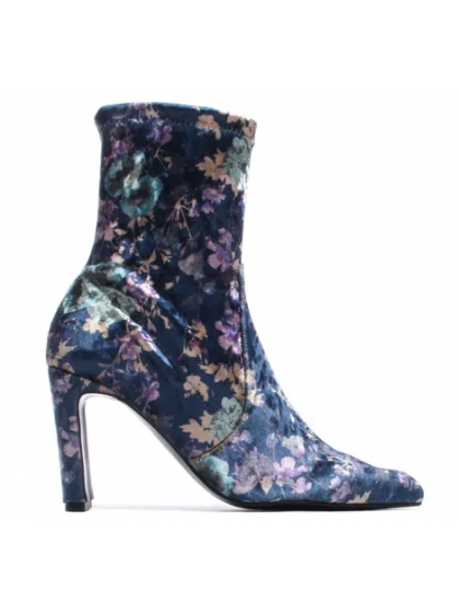 Botines estampados en terciopelo azúl