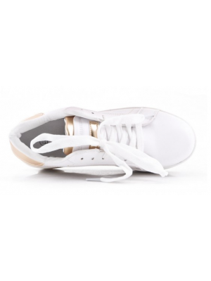 Deportivas de plataforma blanca y dorado