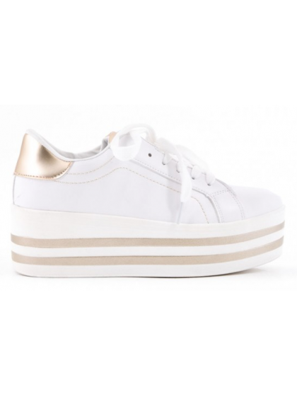 Deportivas de plataforma blanca y dorado